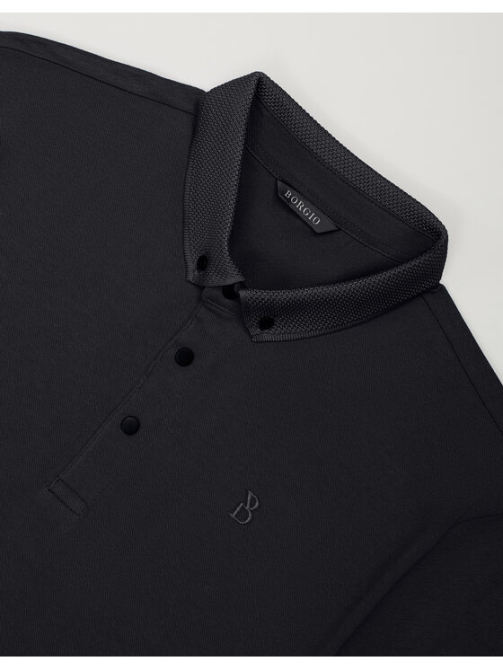 Borgio Borgio Polo matteo Czarny Classic Fit