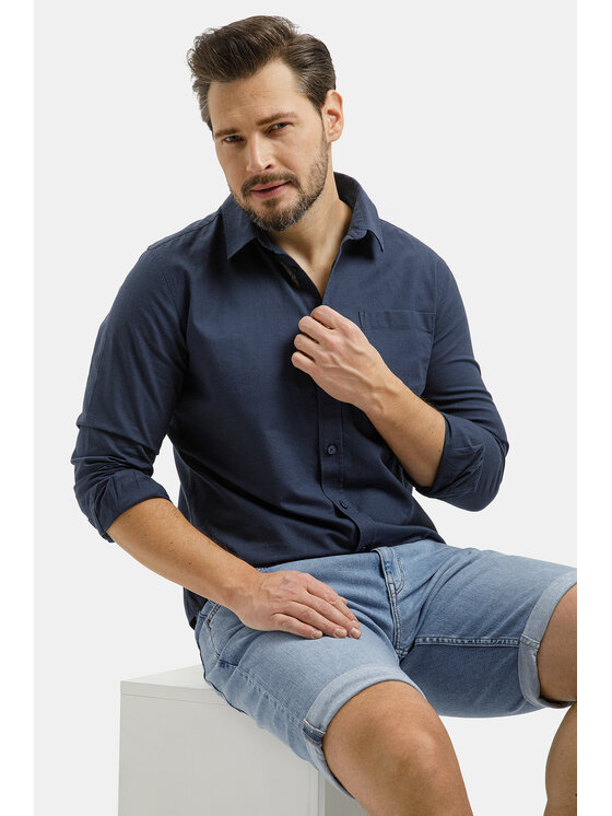 Cross Jeans Cross Jeans Koszula 35660-001 Granatowy Regular Fit
