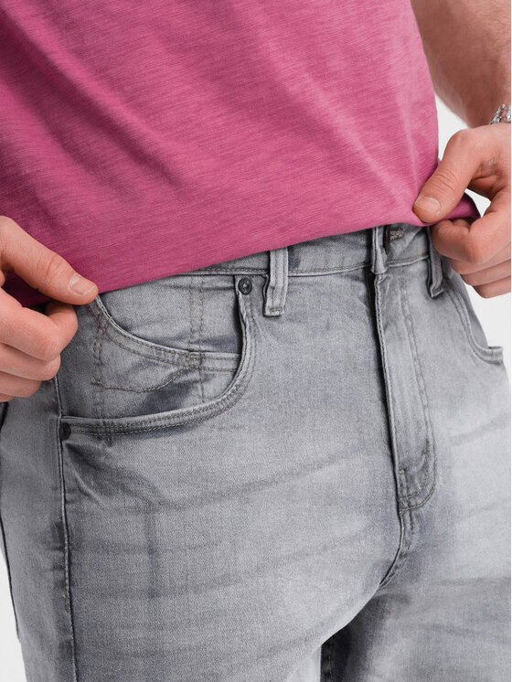 Ombre Ombre Džínové šortky OM-SRDS-0145 Šedá Regular Fit