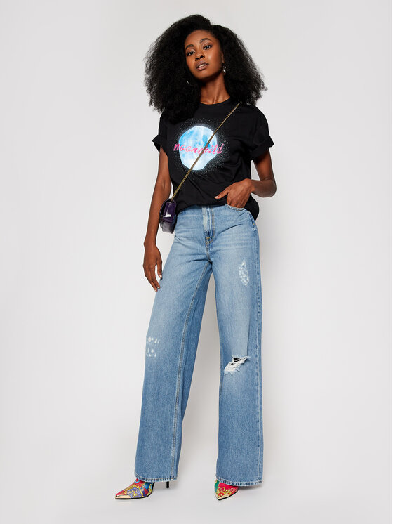 Guess Guess Wide Leg džinsai Super High W0BA09 D3Y0A Tamsiai mėlyna Loose Fit