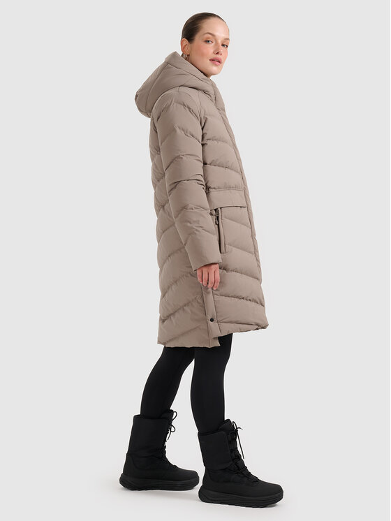 4F 4F Płaszcz zimowy MIDSHOP TEXTILE Beżowy Regular Fit