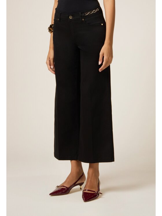 Oltre Oltre Pantaloni di tessuto P727R008664N033 Nero Flare Fit