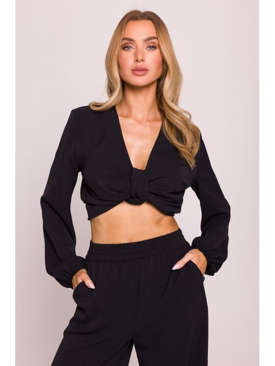 Made of Emotion Made of Emotion Bluzka M861 Czarny Cropp Fit