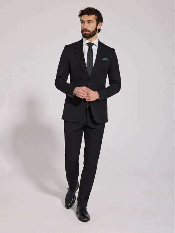 VILLARO VILLARO Garnitur GAR005 Czarny Slim Fit