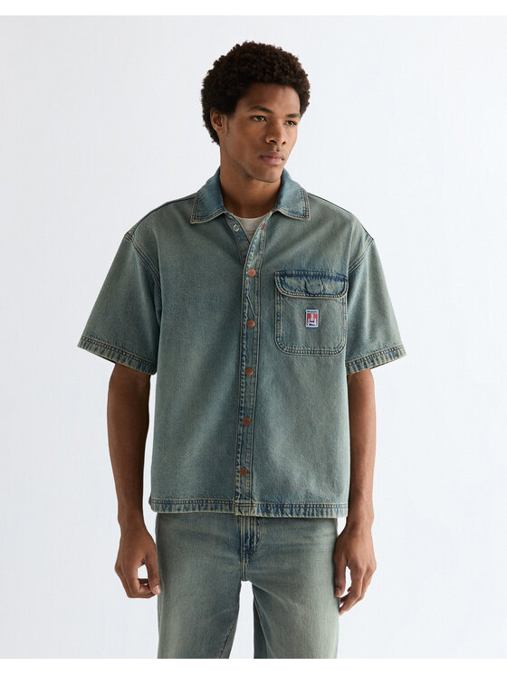 Wrangler Wrangler Koszula SS OVERSHIRT Niebieski Relaxed Fit