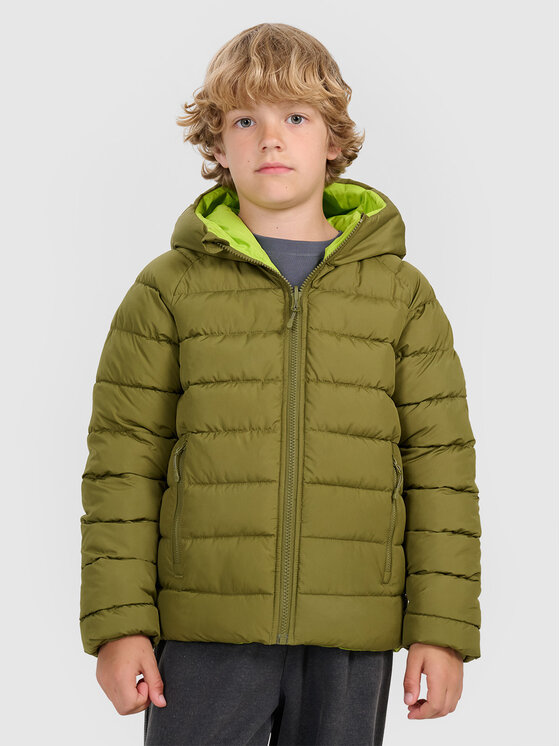 4F 4F Kurtka puchowa casual Khaki Regular Fit