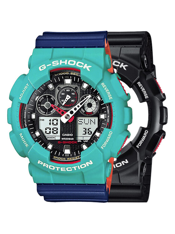 Casio Casio Zegarek SET GA-100-1A4ER + BEZEL 10410475 + PASEK 10527467 Niebieski