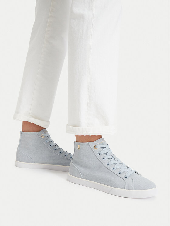 Tommy Hilfiger Superge Th Chic Low Profile Mid Cut FW0FW09356 Svetlo modra