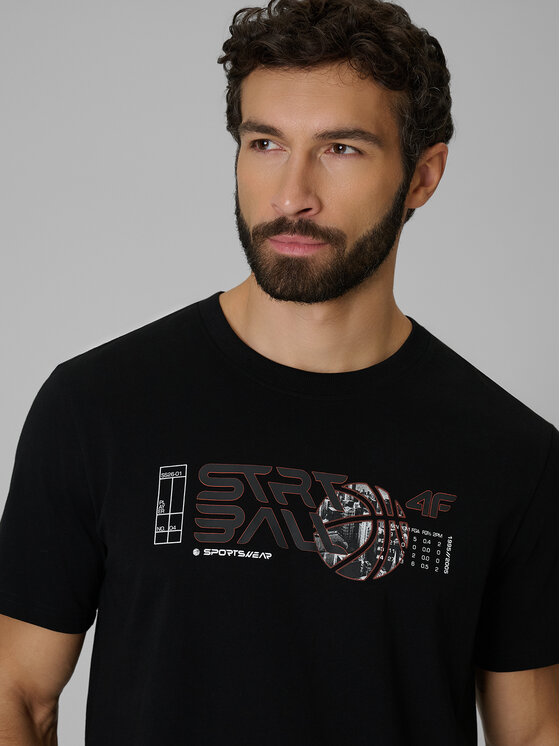 4F 4F T-Shirt ESSENTIAL 2 Czarny Regular Fit