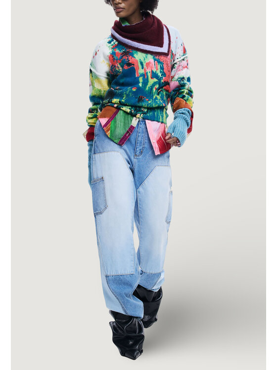 Desigual Desigual Sweter REPRIS_JERS_PINTURA Czerwony Modern Fit
