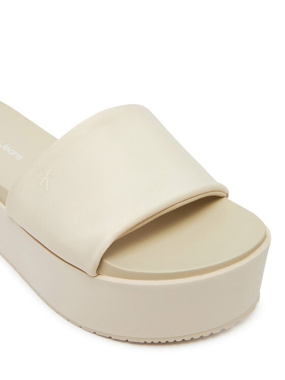 Calvin Klein Jeans Calvin Klein Jeans Šlepetės Flatform Sandal Slide In Nylon YW0YW01791 Écru