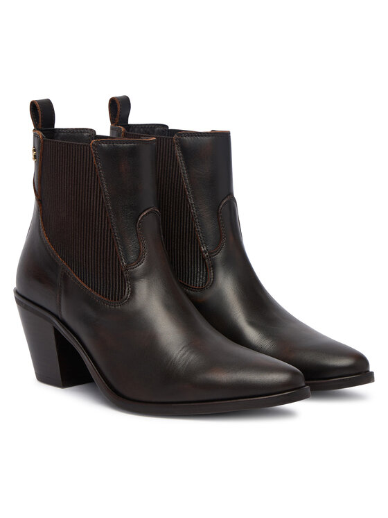 Tommy Hilfiger Tommy Hilfiger Μποτάκια Leather Western Chelsea Boot FW0FW09582 Καφέ