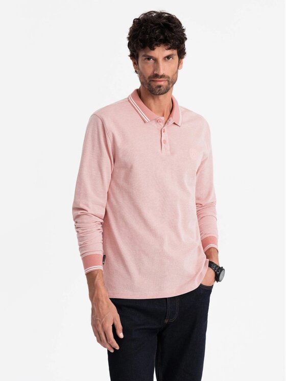 Ombre Ombre Longsleeve OM-POLS-0129 Różowy Regular Fit