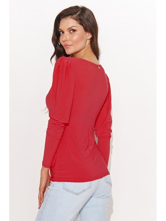 Numinou Numinou Bluzka NU461 Czerwony Regular Fit