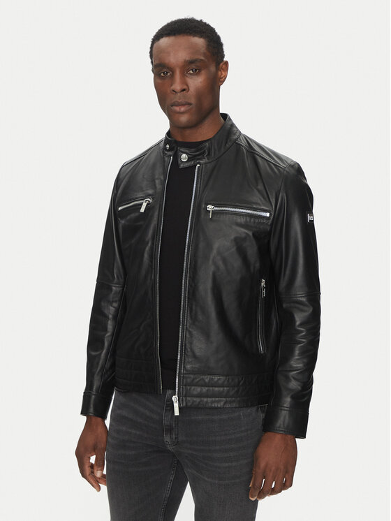 KARL LAGERFELD KARL LAGERFELD Kožená bunda 555083 551420 Černá Regular Fit