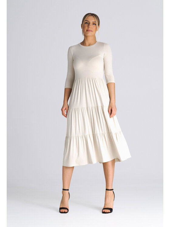 FIGL FIGL Vestito da giorno SUKIENKA M943 Beige Regular Fit