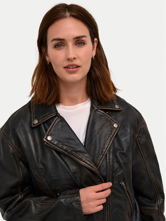 Kaffe Kaffe Шкіряна куртка Jane 10508826 Чорний Regular Fit