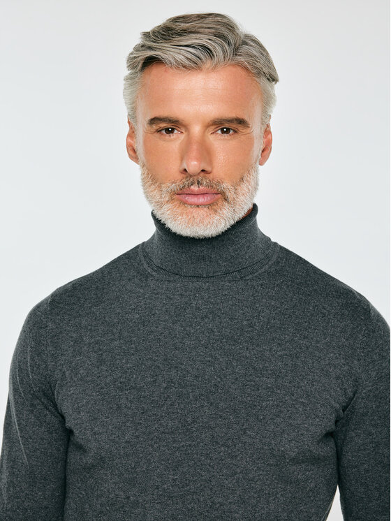 BIG STAR BIG STAR Sweter POLLEN Szary Basic Fit