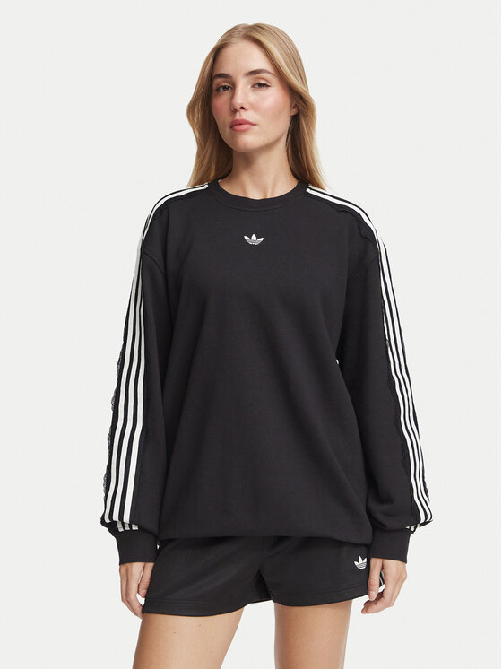 adidas Суитшърт Lace 3 Stripes Crew LG4251 Черен Regular Fit