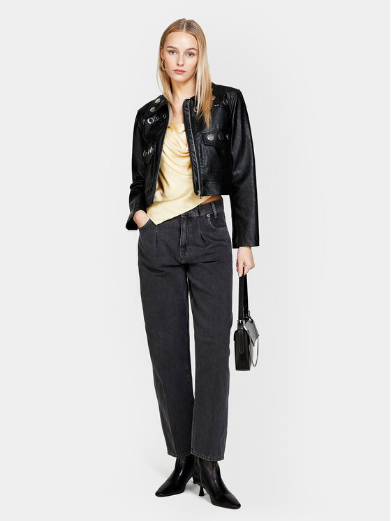 Sisley Sisley Jakna od imitacije kože 2X0JLN03Q Crna Regular Fit