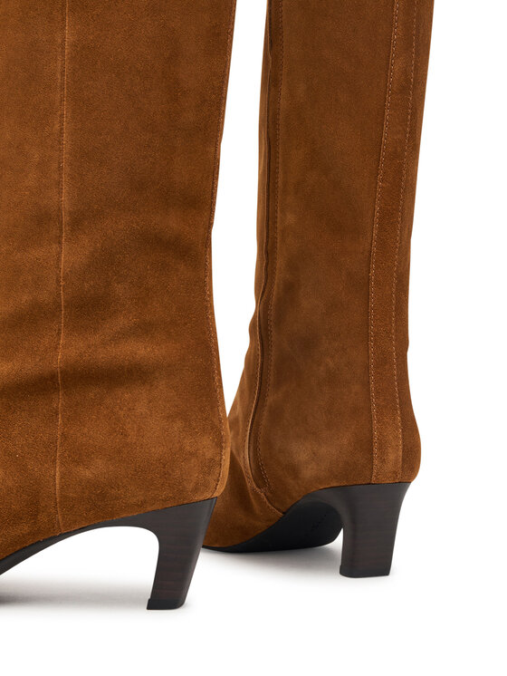 Tommy Hilfiger Tommy Hilfiger Kozaki Kitten Heel Suede High Boot FW0FW09655 Brązowy jasny
