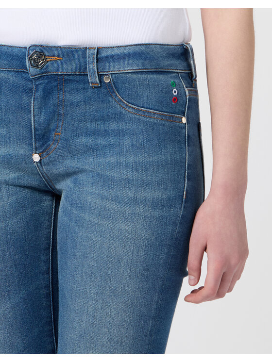 PHILIPP PLEIN PHILIPP PLEIN Jegginsy 31207 Niebieski Jegging Fit