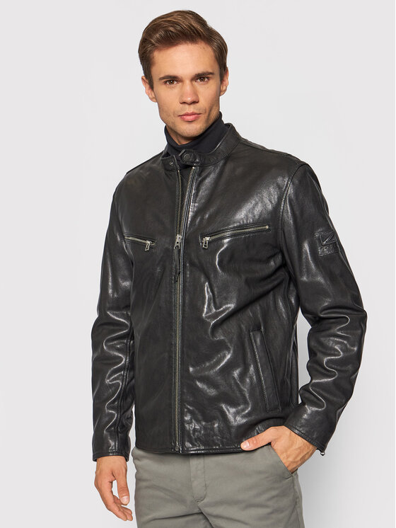 Pepe Jeans Pepe Jeans Geacă de piele Peter PM402442 Negru Regular Fit