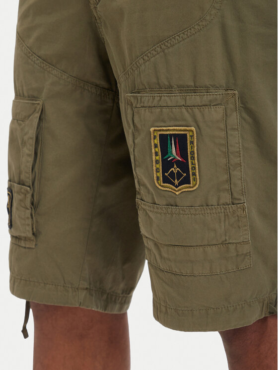 Aeronautica Militare Aeronautica Militare Medžiaginiai šortai 261BE0041UCT01122 Žalia Regular Fit