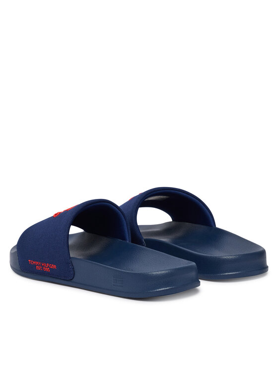 Tommy Hilfiger Tommy Hilfiger Şlapi Logo Embroidery Canvas FM0FM05858 Bleumarin