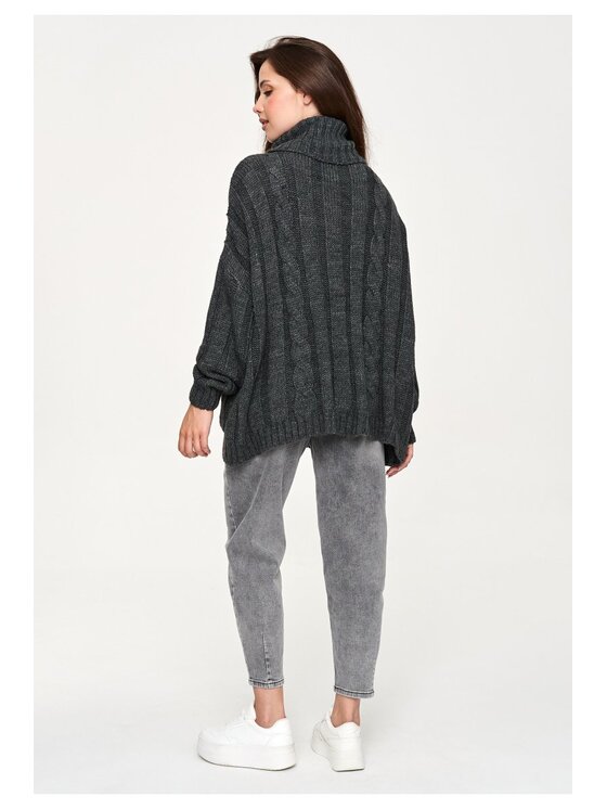 Makadamia Makadamia Sweter S179 Szary Loose Fit