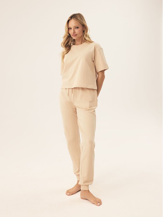 Esotiq Esotiq T-Shirt 42568 Beżowy Regular Fit