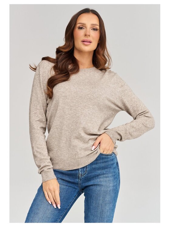 Makadamia Makadamia Sweter C105 Beżowy Loose Fit