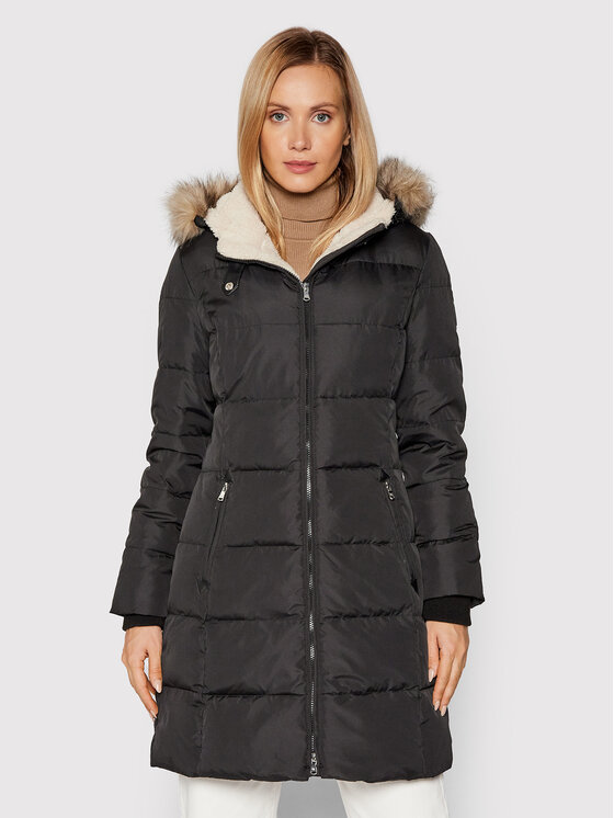 lauren ralph lauren faux leather trim women's down jacket