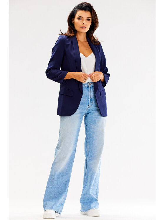 Awama Awama Marynarka A621 Granatowy Basic Fit