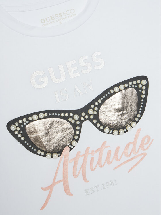 Guess Guess Tričko J5RI40 K6YW4 Biela Regular Fit
