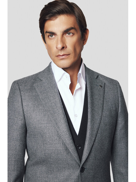 Lancerto Lancerto Marynarka Mesa MA073224000007 Szary Slim Fit