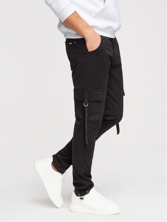 Ombre Ombre Spodnie cargo P1516 Czarny Regular Fit