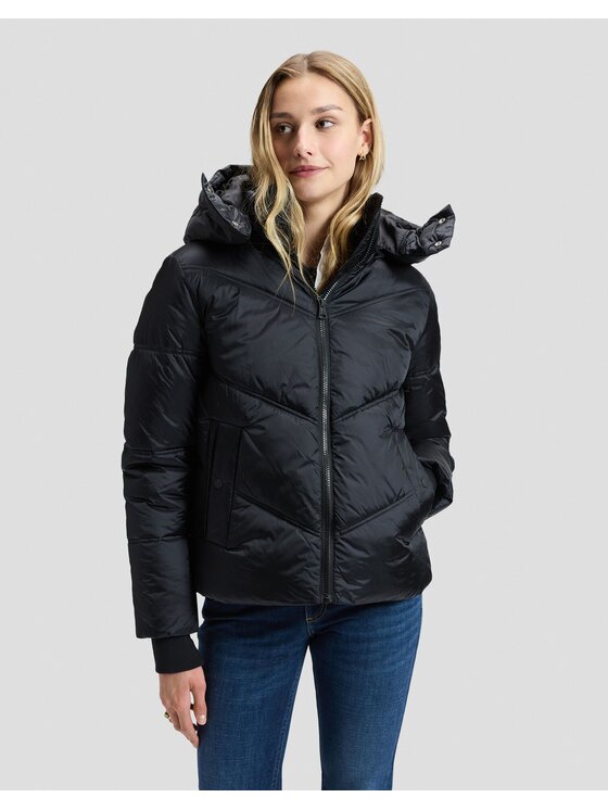 Lee Lee Kurtka puchowa SHORT HOODED PUFFER Czarny Regular Fit