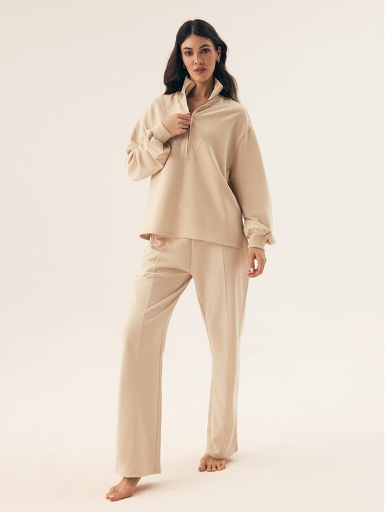 Esotiq Esotiq Bluza 42401 Beżowy Regular Fit