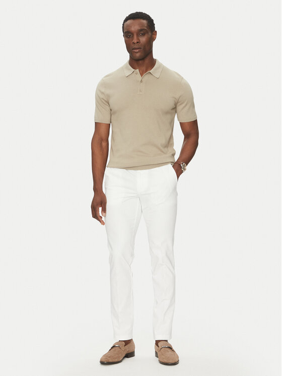 BOSS BOSS Pantaloni din material Kaito1_T 50487754 Alb Slim Fit