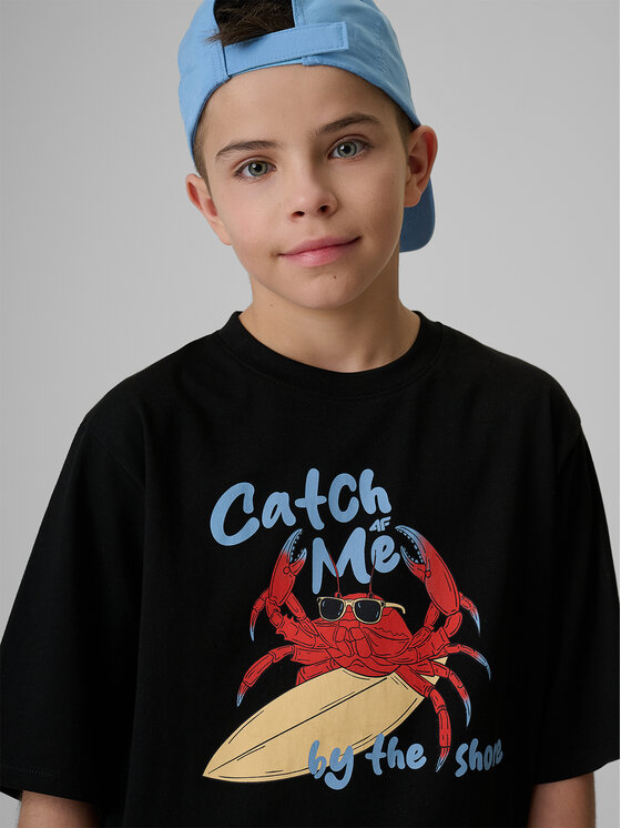 4F 4F T-Shirt WAVE RIDERS CLUB Czarny Loose Fit