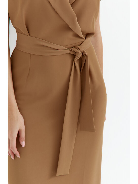 Stylove Stylove Sukienka koktajlowa S363 Beżowy Premium Fit