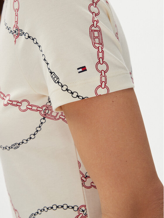 Tommy Hilfiger Tommy Hilfiger Rochie de zi Modern F&F Midi Dress WW0WW44547 Alb Regular Fit