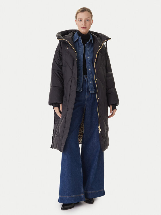LOLA CASADEMUNT Płaszcz zimowy LF2501002 Czarny Relaxed Fit