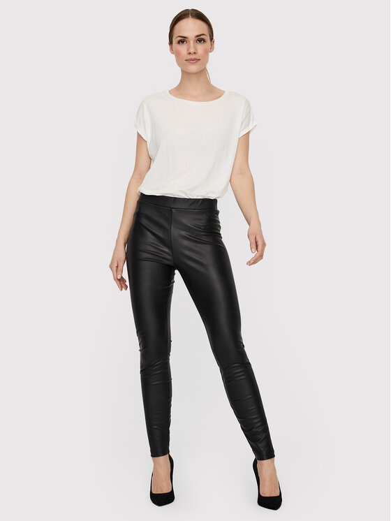 Vero Moda Vero Moda Nohavice z imitácie kože 10257164 Čierna Skinny Fit