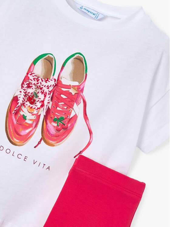 Mayoral Mayoral Σετ T-Shirt και κολάν 3731 Λευκό Regular Fit