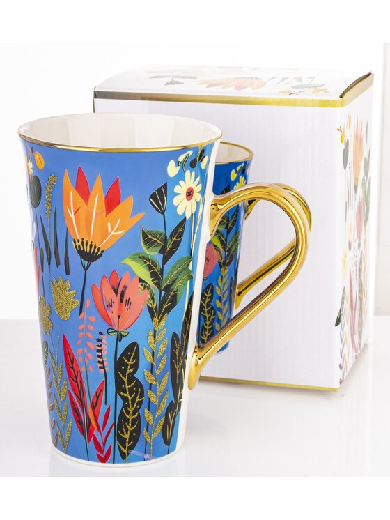 MIAhome MIAhome Kubek porcelanowy 700 ml BLUMEN 17x15x10 cm niebieski Niebieski