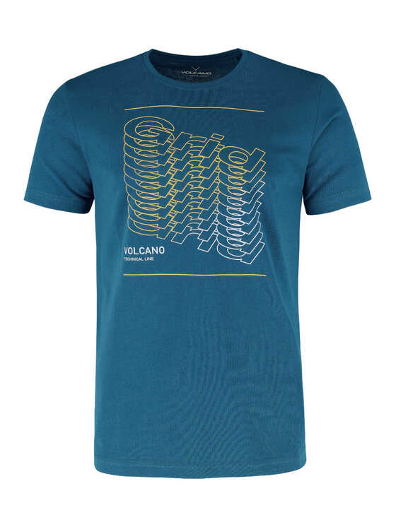 Volcano Volcano T-Shirt T-GRID Niebieski Regular Fit