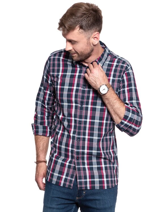 Mustang Mustang Camicia CLEMENS KC TURN-UP Rosso Regular Fit