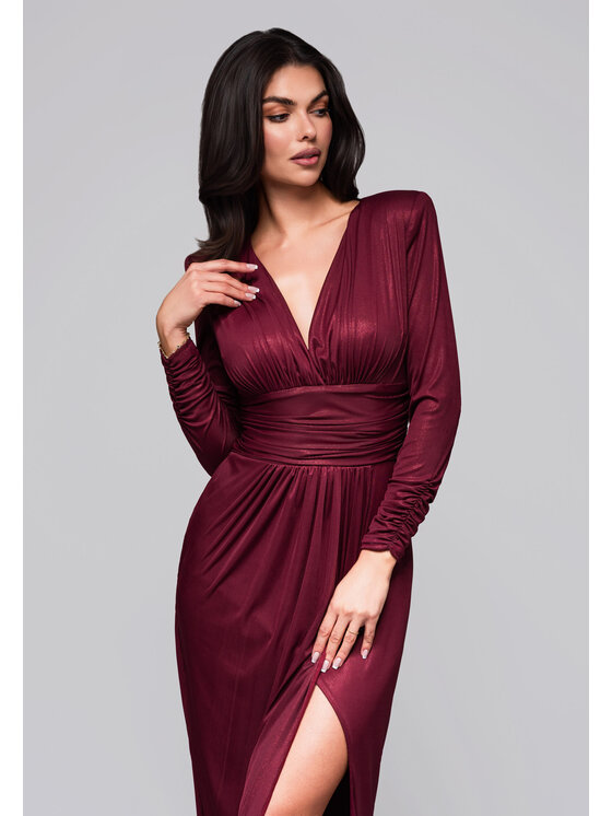 Ombre Ombre Sukienka wieczorowa LA-OM-DLR257 Bordowy Regular Fit